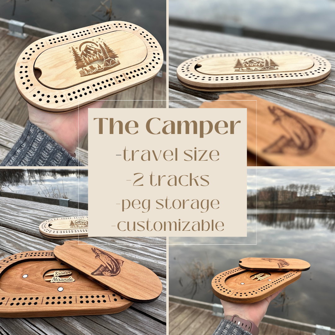 Custom Travel Cribbage Board with Peg Storage