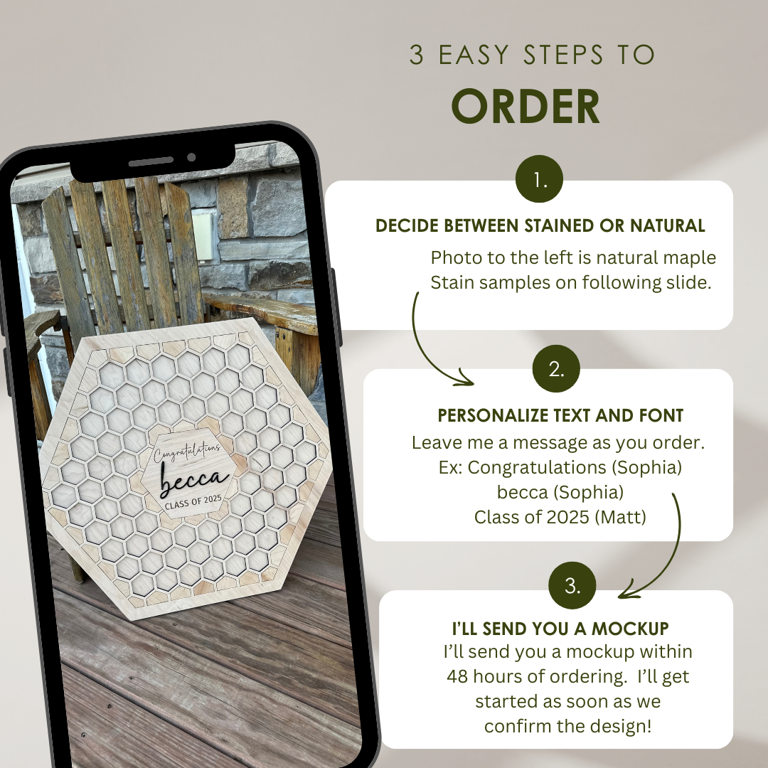 Hexagon Guest Book Art Piece | Personalized Wedding Guest Book Art | Graduation Party Art | Signature Wall Art | Custom Wall Art