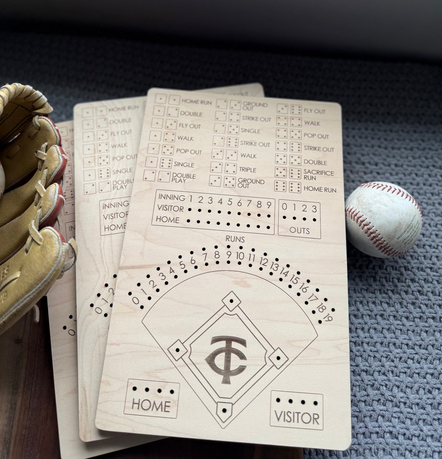 Baseball Dice Game, Wooden Baseball Game, Father's Day Gift, Gift for Baseball Lovers