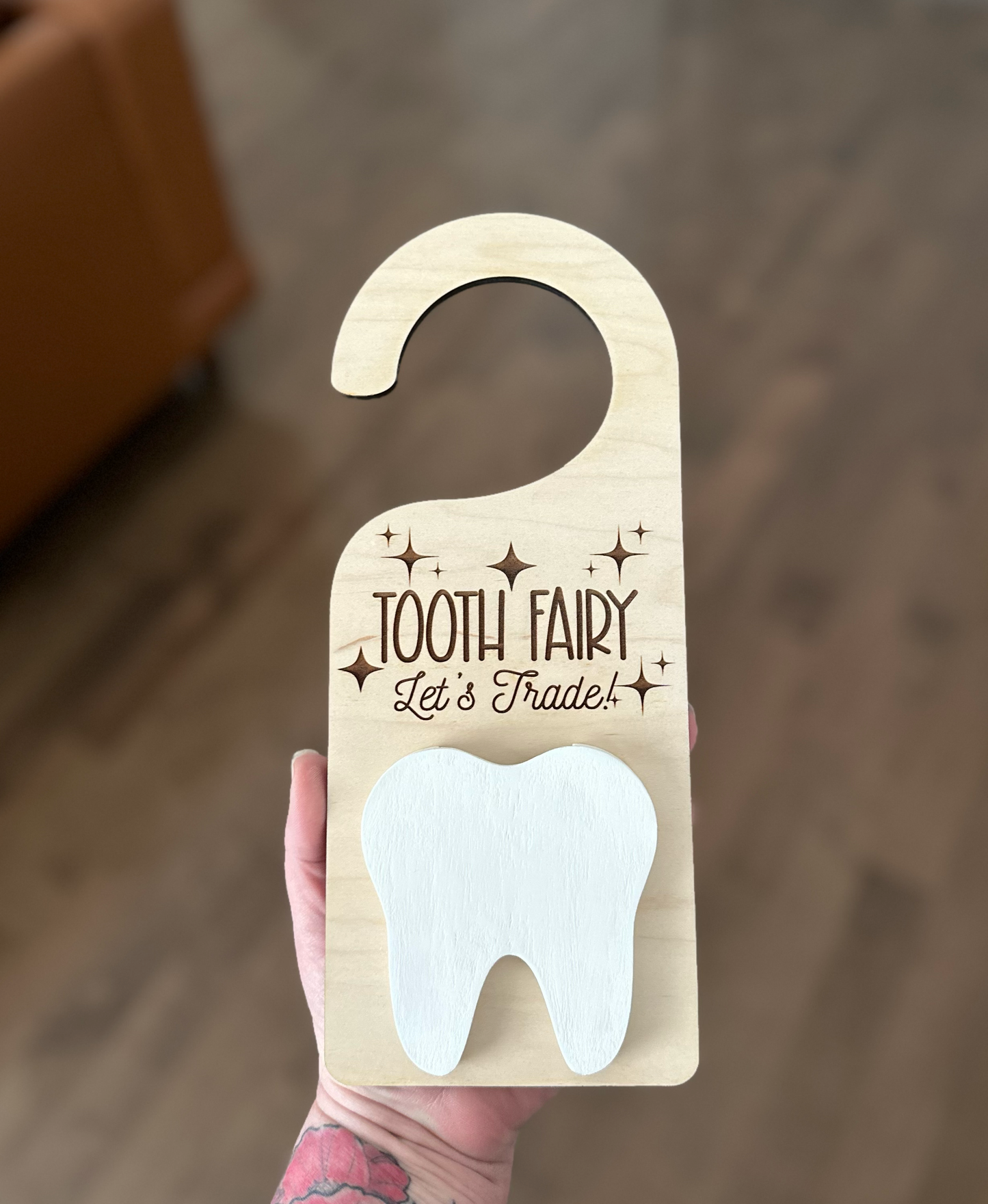 Tooth Fairy Door Hanger (painted wood tooth)