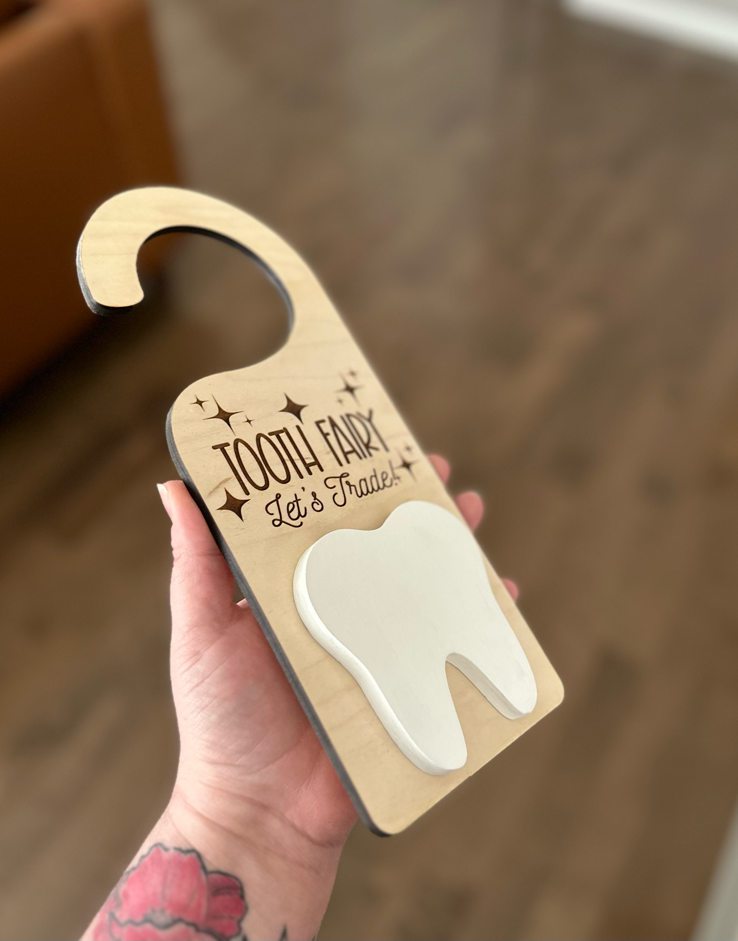 Tooth Fairy Door Hanger (painted wood tooth)