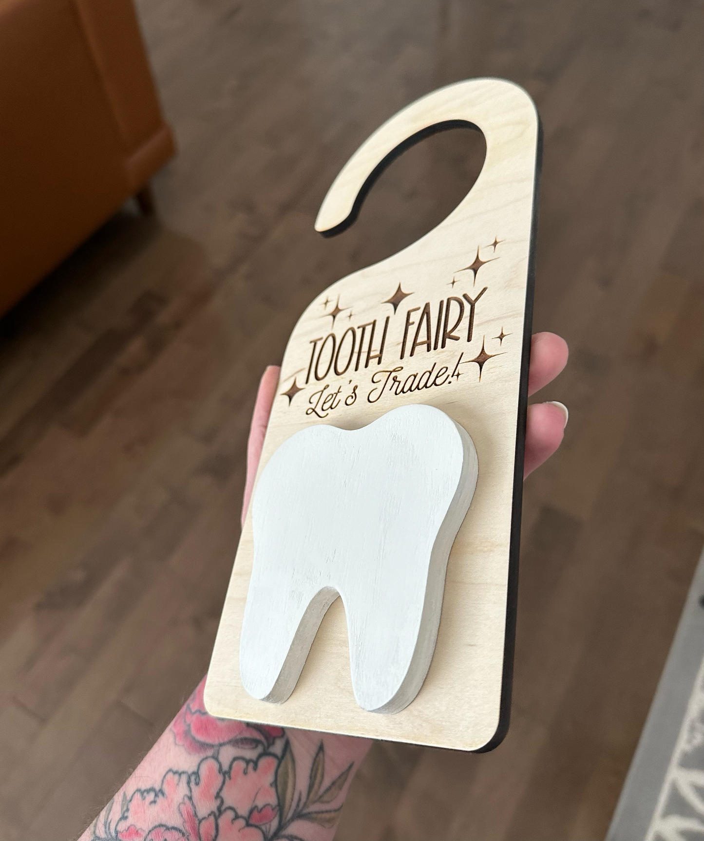 Tooth Fairy Door Hanger (painted wood tooth)
