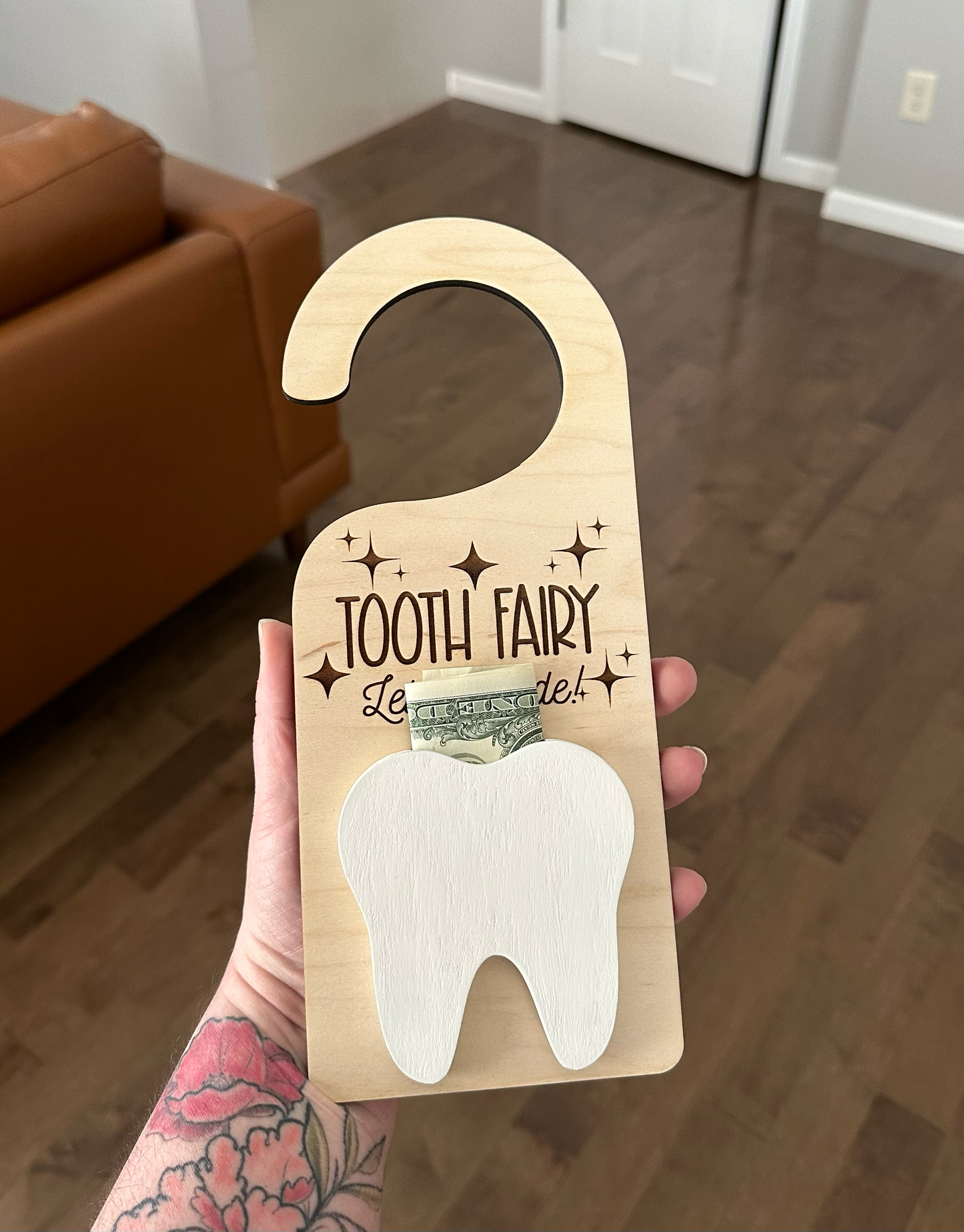 Tooth Fairy Door Hanger (painted wood tooth)