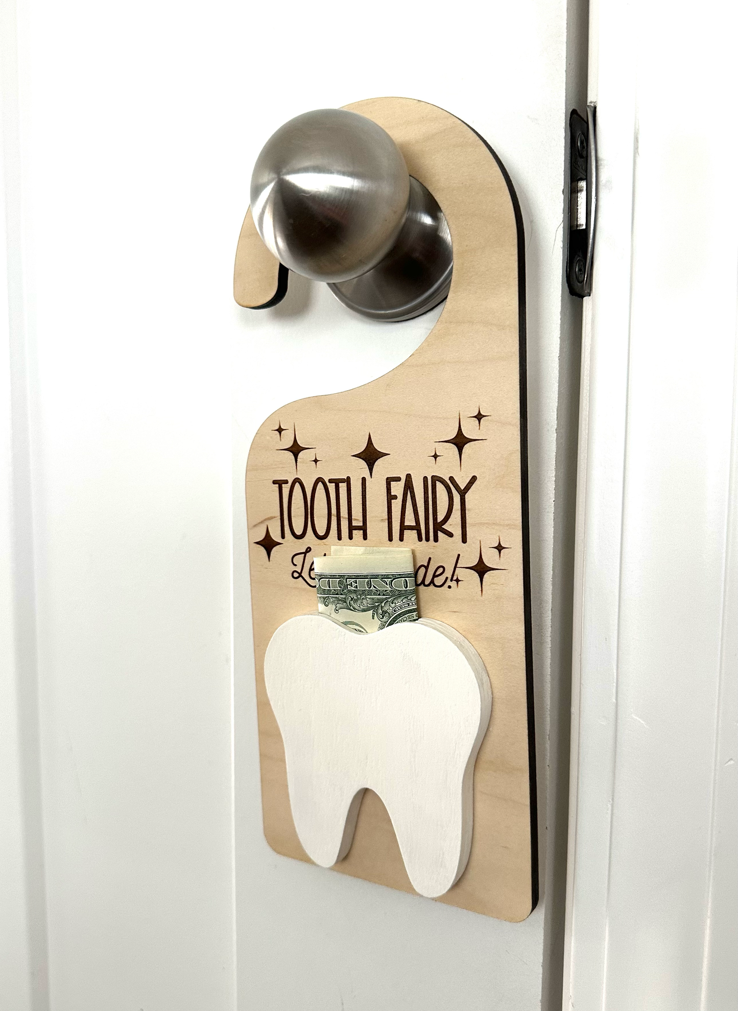 Tooth Fairy Door Hanger (painted wood tooth)