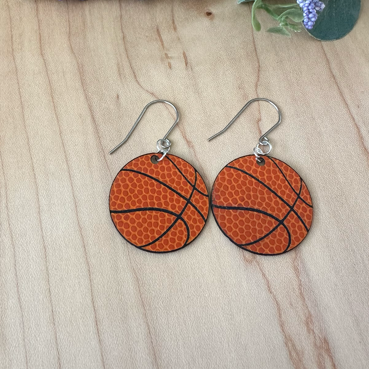 Basketball Earrings, Basketball Leather Earrings