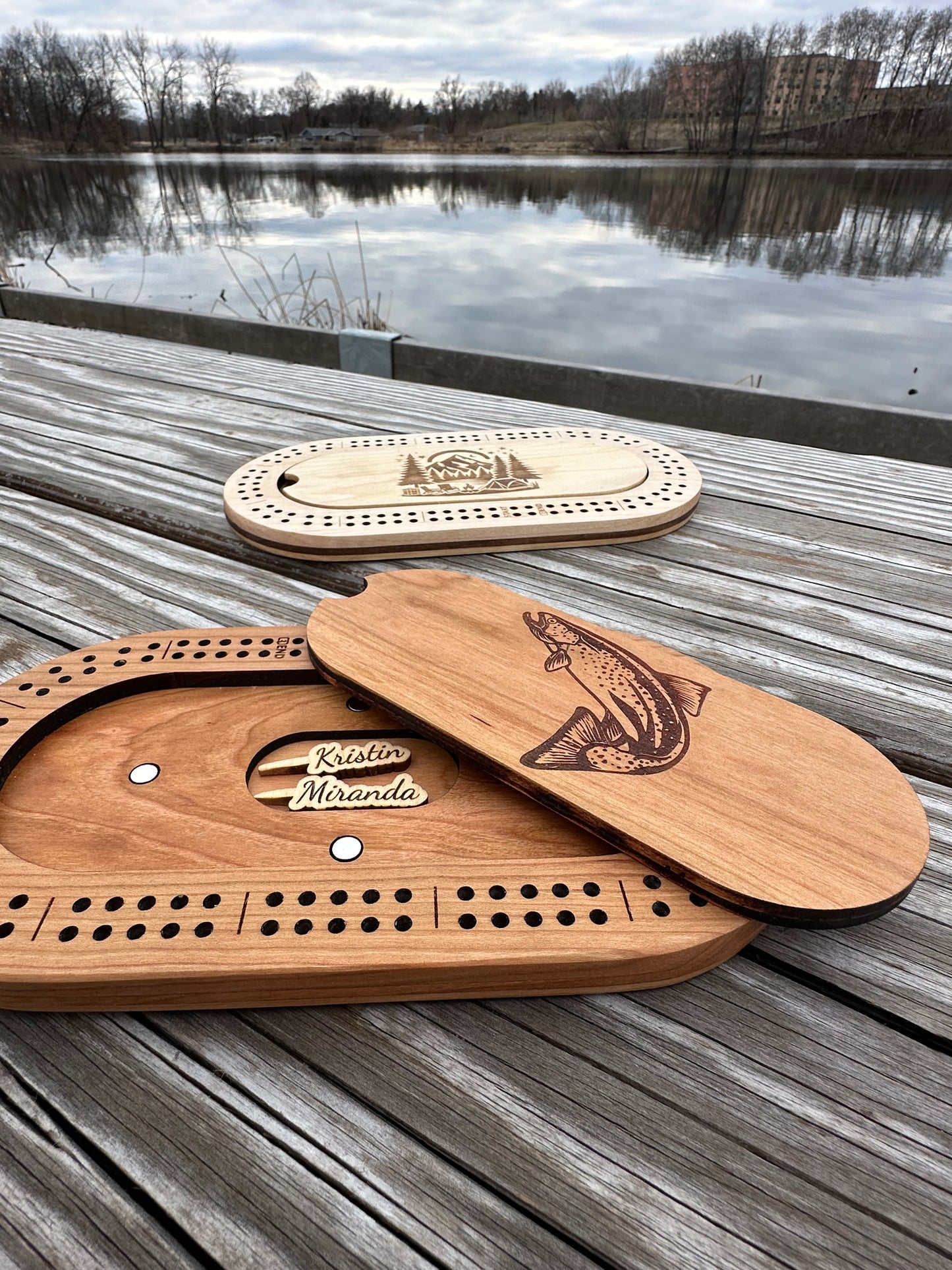 Custom Travel Cribbage Board with Peg Storage