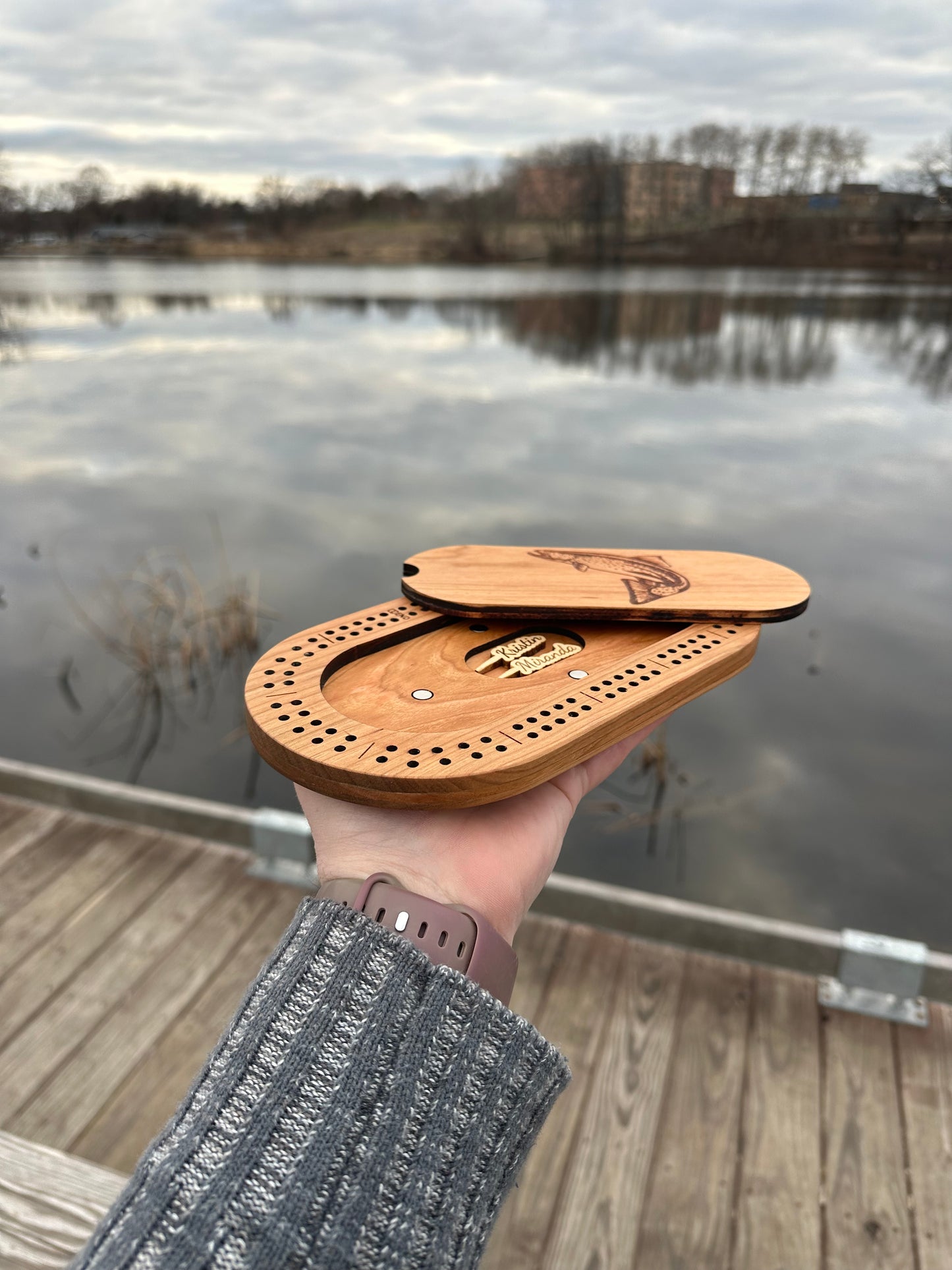 Custom Travel Cribbage Board with Peg Storage