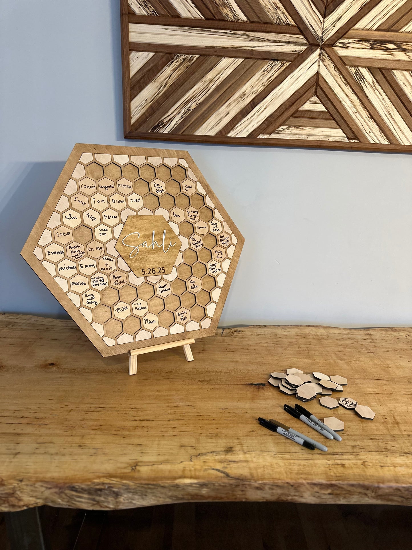 Hexagon Guest Book Art Piece | Personalized Wedding Guest Book Art | Graduation Party Art | Signature Wall Art | Custom Wall Art