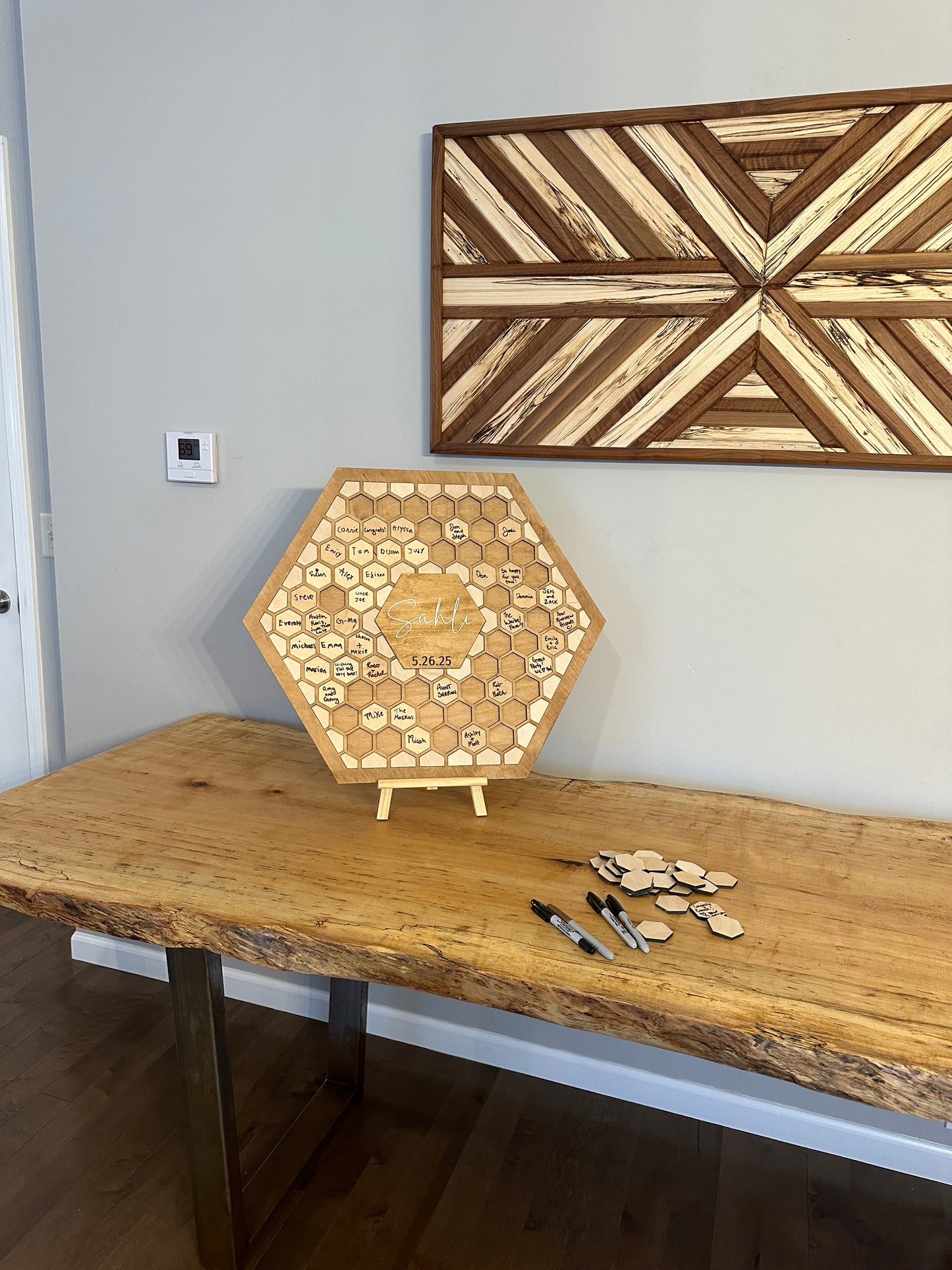 Hexagon Guest Book Art Piece | Personalized Wedding Guest Book Art | Graduation Party Art | Signature Wall Art | Custom Wall Art