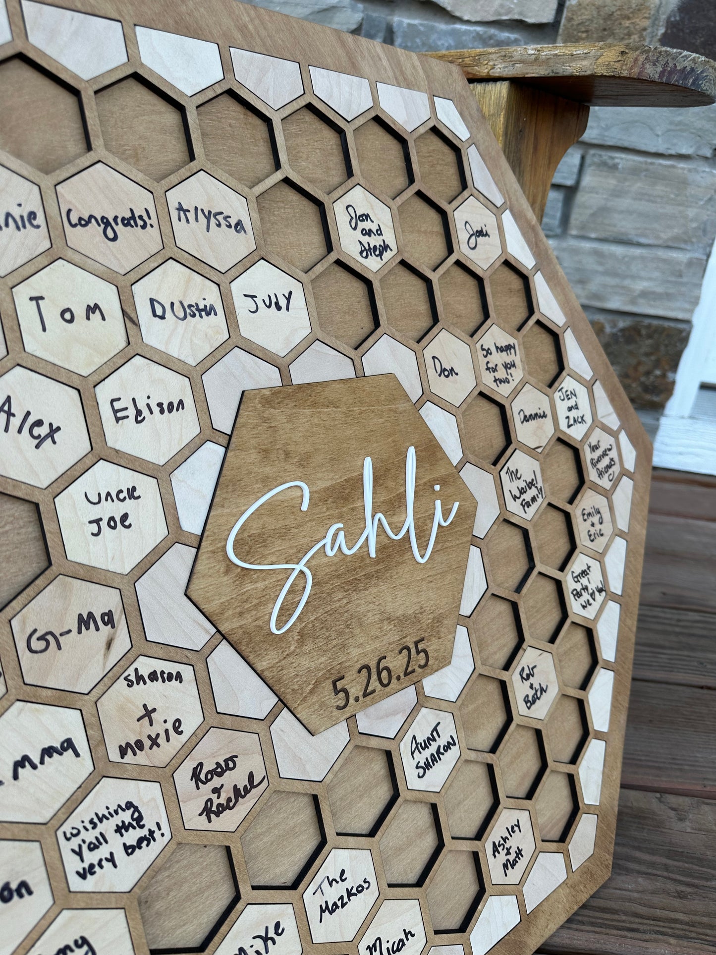Hexagon Guest Book Art Piece | Personalized Wedding Guest Book Art | Graduation Party Art | Signature Wall Art | Custom Wall Art
