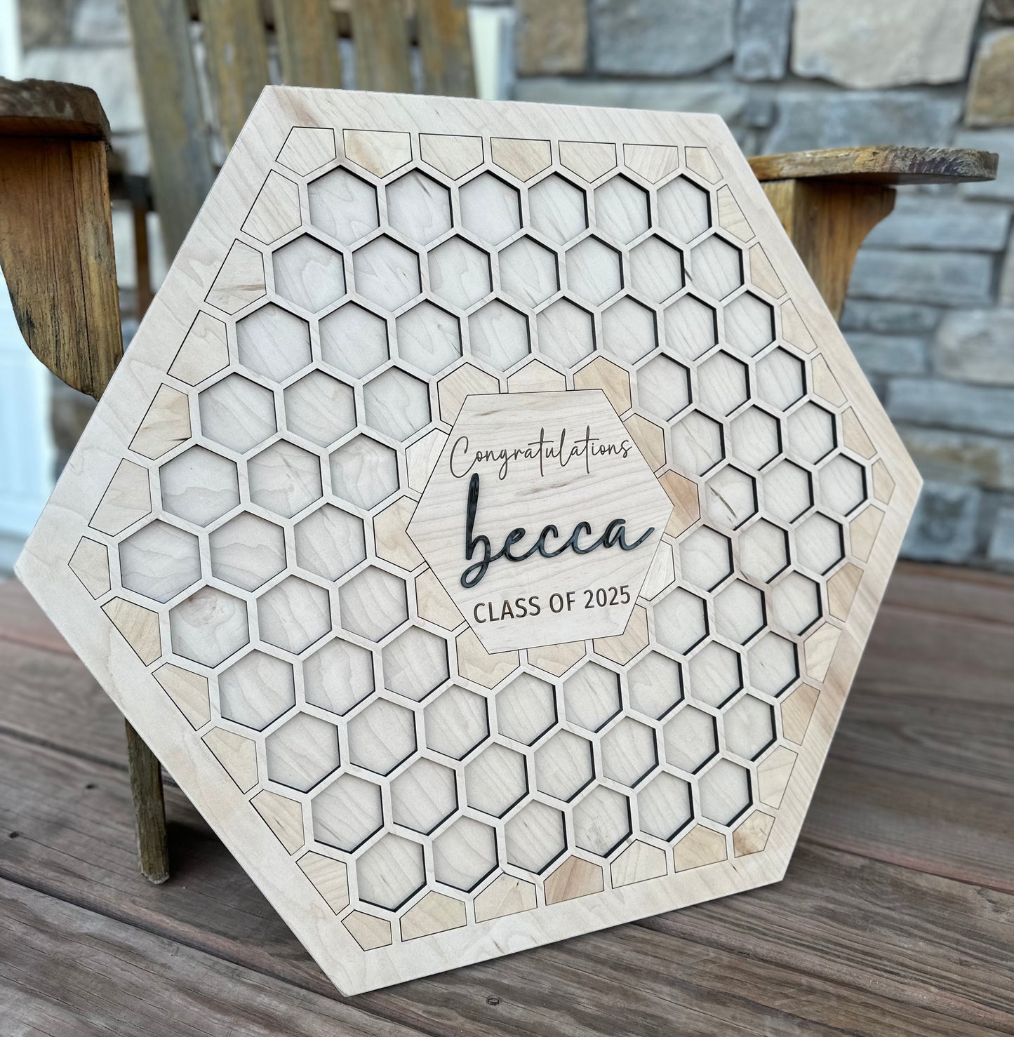 Hexagon Guest Book Art Piece | Personalized Wedding Guest Book Art | Graduation Party Art | Signature Wall Art | Custom Wall Art