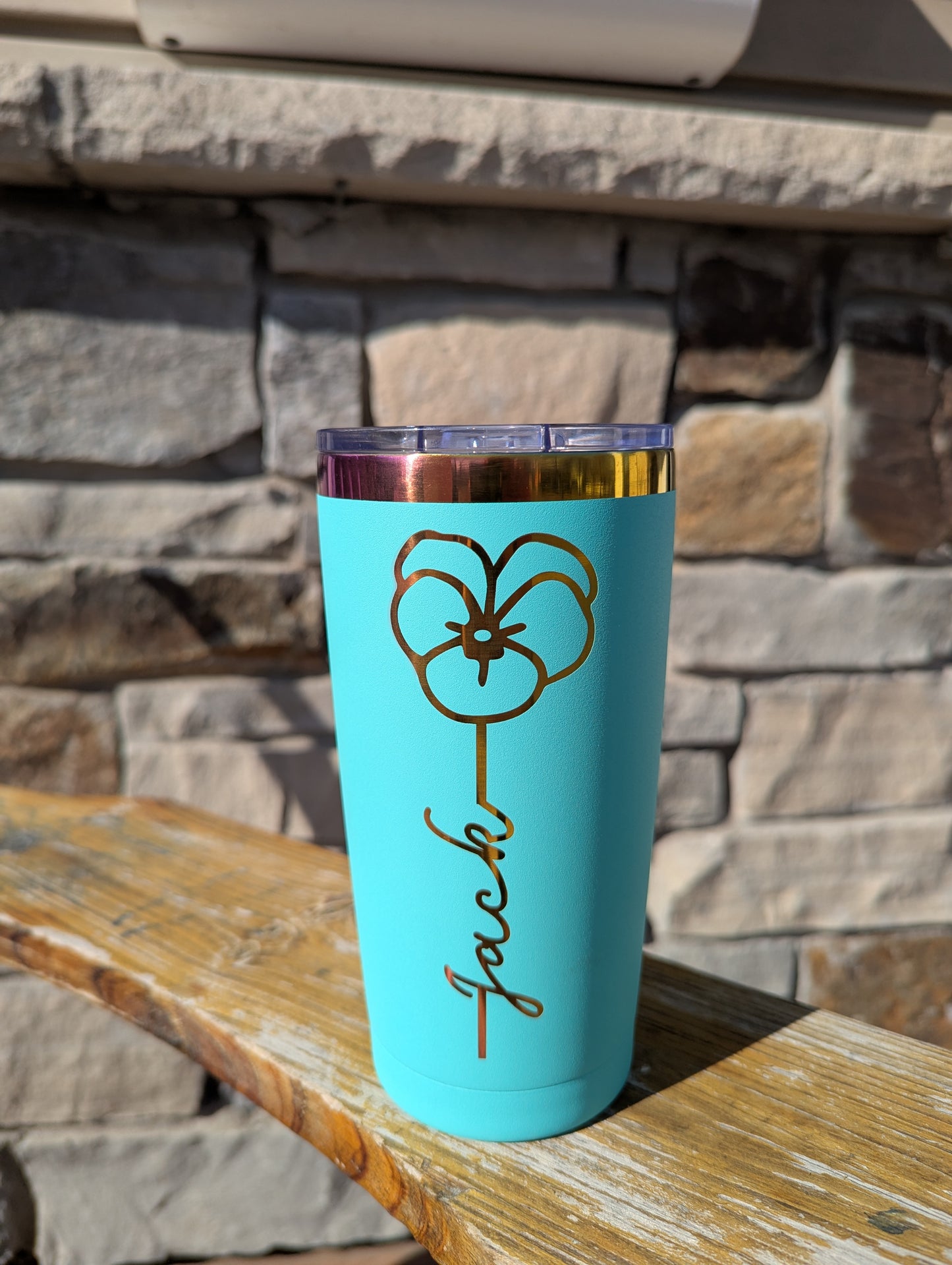 20 oz Yeti tumbler with Birth Flowers and Kid's Name