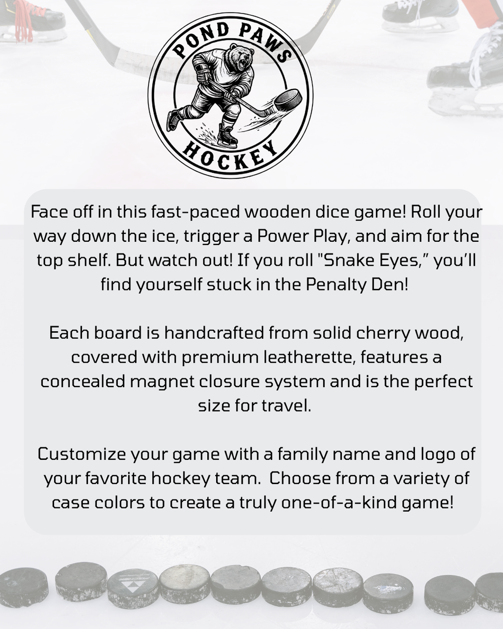 Hockey Dice Game, Travel Hockey Game