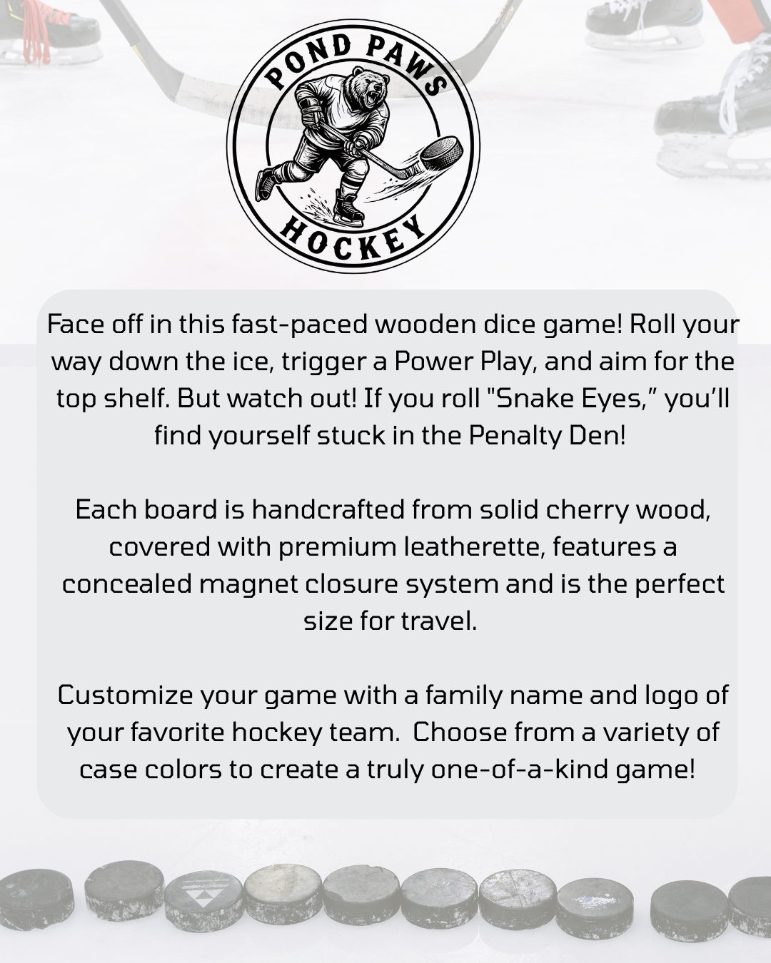 Hockey Dice Game, Travel Hockey Game