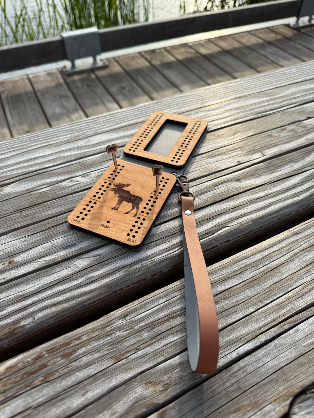 Travel Cribbage Board with Wristlet Strap | Custom Travel Cribbage Board