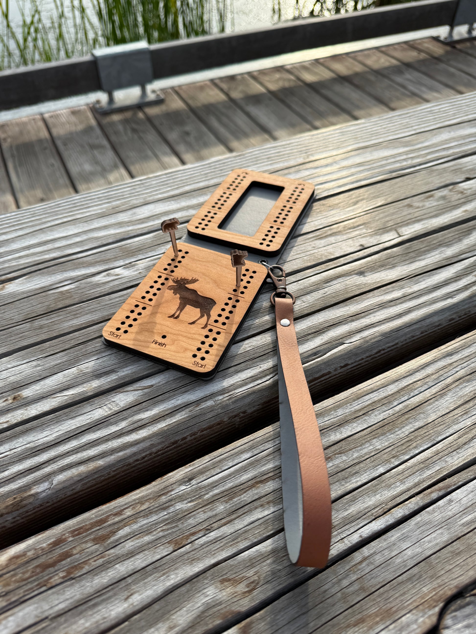 Travel Cribbage Board with Wristlet Strap | Custom Travel Cribbage Board