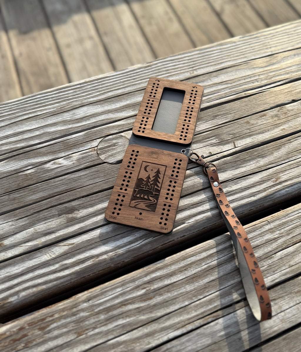 Travel Cribbage Board with Wristlet Strap | Custom Travel Cribbage Board