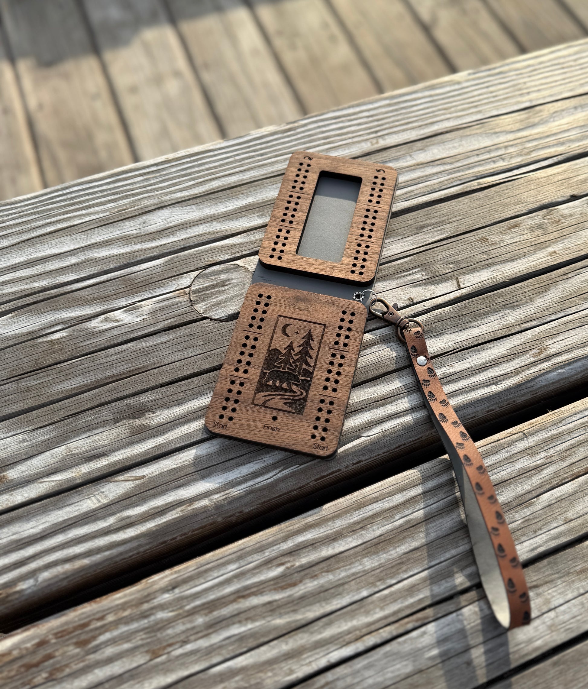 Travel Cribbage Board with Wristlet Strap | Custom Travel Cribbage Board
