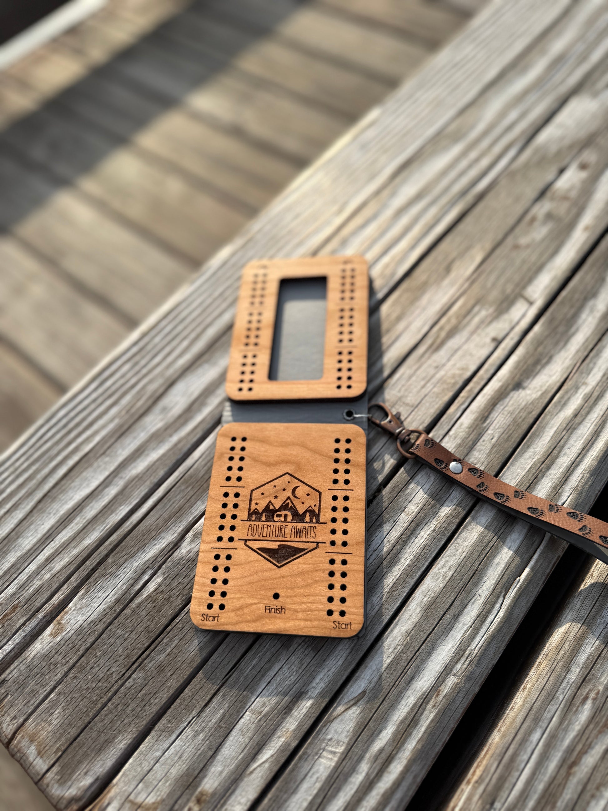 Travel Cribbage Board with Wristlet Strap | Custom Travel Cribbage Board