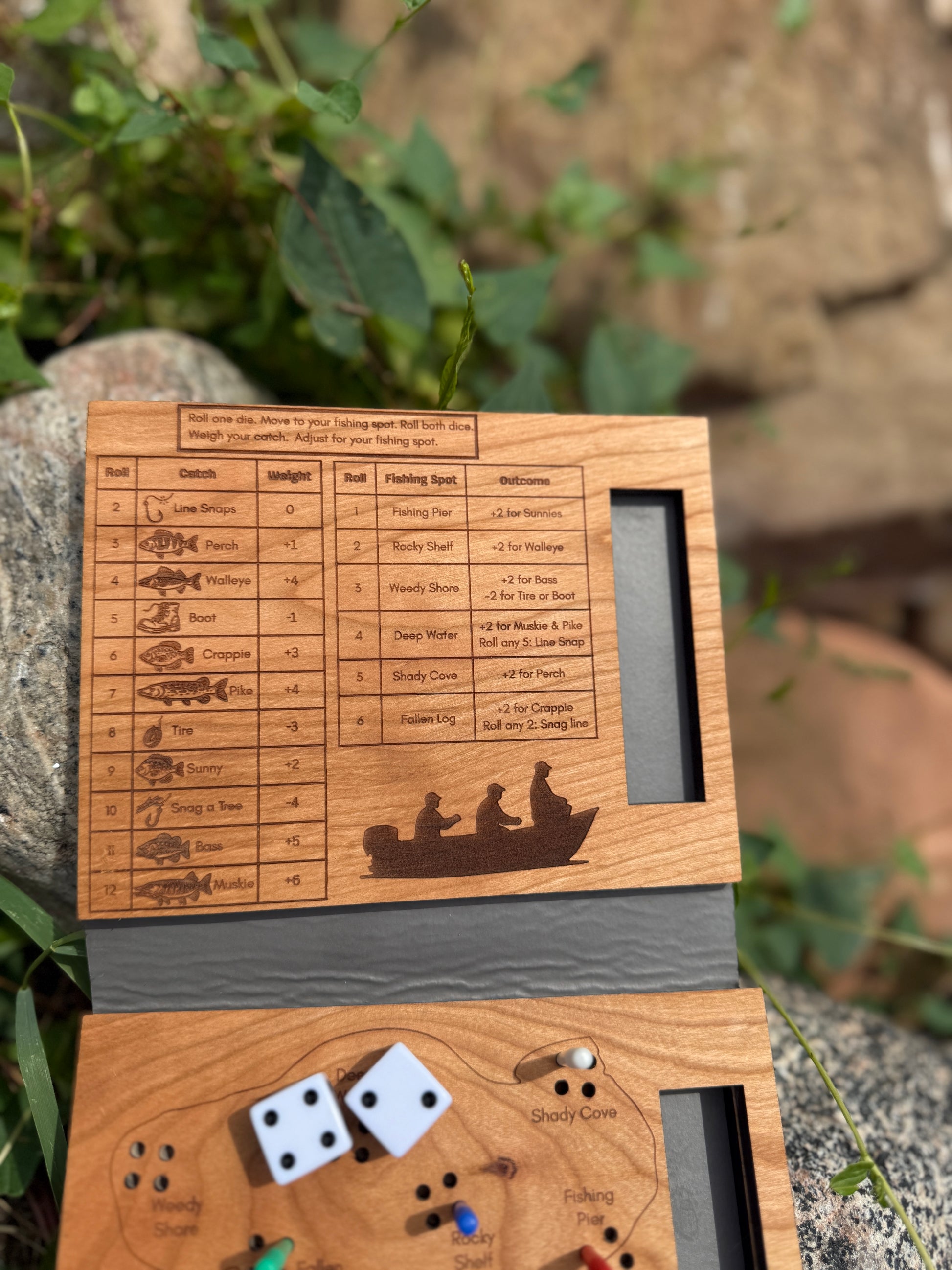 Bear Creek Cast – A Fishing-Themed Dice Board Game, Experienced Angler, Travel Fishing Game