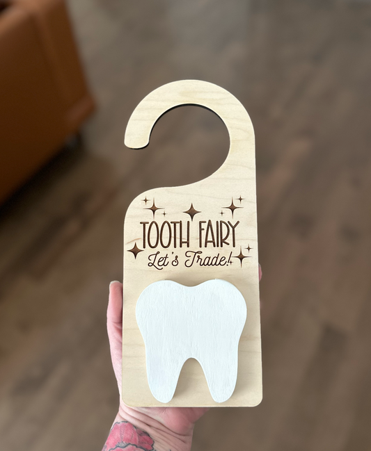 Tooth Fairy Door Hanger (painted wood tooth)