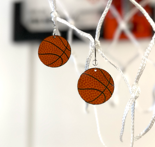 Basketball Earrings, Basketball Leather Earrings