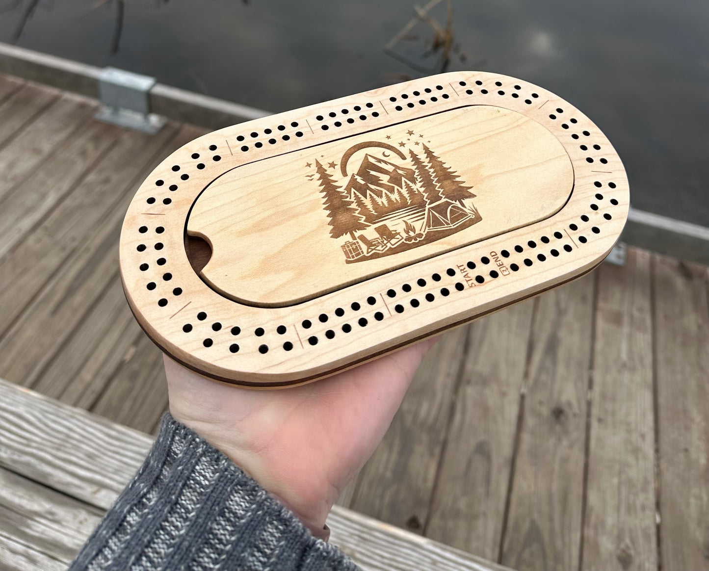 Custom Travel Cribbage Board with Peg Storage