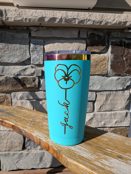 20 oz Yeti tumbler with Birth Flowers and Kid's Name