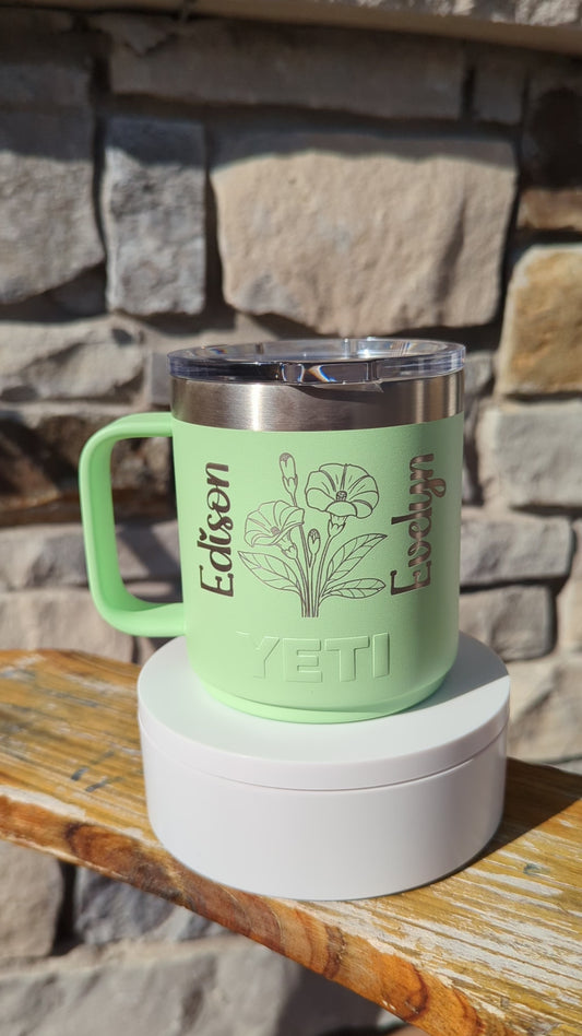 Custom 10 oz Yeti Tumbler with Birth Flowers