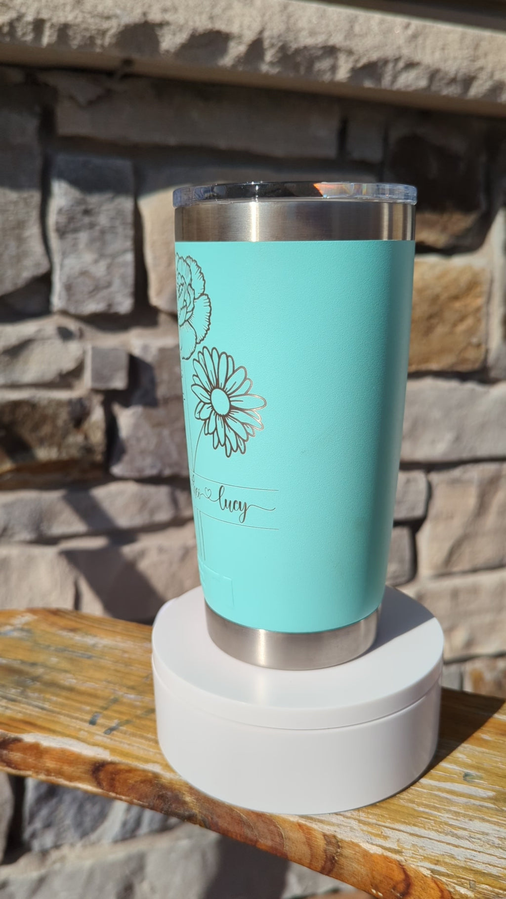 20 oz Yeti tumbler with Birth Flowers and Children's Name
